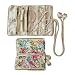 Silky Brocade Jewelry Travel Organizer Roll Pouch - Champagne Gold