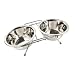 Twin Stainless Steel Pet Bowl Set with Non-Tip Stand