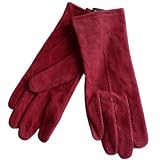 Fownes Womens Red Suede Leather Gloves