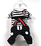 SMALLLEE_LUCKY_STORE Pet Cat Dog Stripes Sailor Strap Jumpsuit Costume Small Dog Clothes Black XL