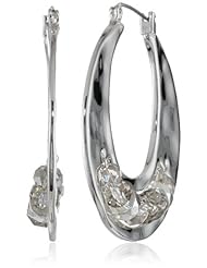 Kenneth Cole New York "Shiny Metals" Faceted Bead Silver Sculptural Hoop Earrings