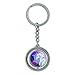Majestic Unicorn Pink Purple Blue Spinning Round Chrome Plated Metal Keychain Key Chain Ring