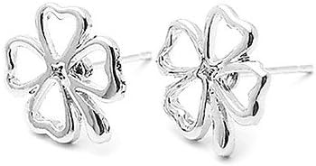 KT @Lucky Four Leaf Clover Silver Earrings