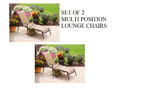 2 NEW CHAISE LOUNGE LOUNGERS CHAIRS OUTDOOR POOL SLINGBACK ADJUSTABLE On Sale