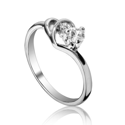 Fashion Plaza Use Cubic Zirconia Crystal Double Heart Engagement Ring R37