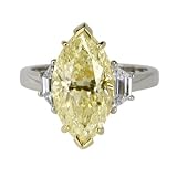 Platinum Fancy Light Yellow Marquise Diamond Ring (GIA Certified 6.01 ct center, 6.67 cttw), Size 6