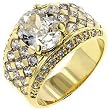 Men's Ring - Gold Plated with Clear CZ (Size 9-14)