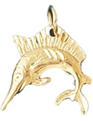 Dazzlers Solid 14k Gold Marlin Sailfish Dimensional Charm Pendant Available in three colors from jewelsberry (weights: 2.4 grams only)
