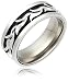 Men's Stainless Steel and Sterling Silver Wave Ring