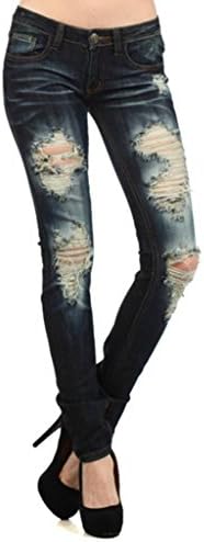 MACHINE JEANS Distressed Destroyed Denims Dark Wash Skinny Jeans Size 13