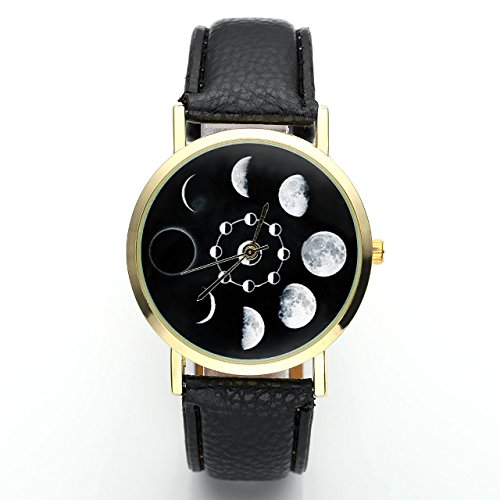 Top Plaza Unisex Women s Fashion Chic Moonphase Dress Watch, Gold Tone