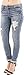 Eunina Women's Plus Size Distressed Stretch Skinny Jeans Light Wash