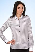 Long Sleeve Silver Bi-Color Vertical Striped Woven Shirt
