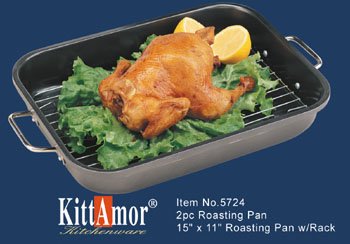 KittAmor 2 Piece Non-Stick Roasting Pan Set