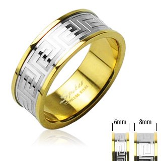 STR-0112 Stainless Steel Gold IP Maze Center Rings