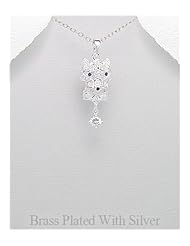Dog CZ Pendant Necklace In Brass