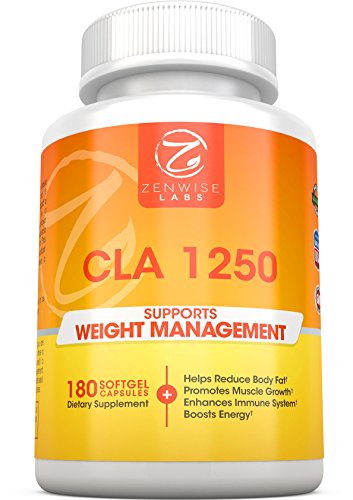 CLA 1250 - Dietary Weight Loss Supplement - Conjugated Linoleic Acid to Burn Fat, Slim Down & Build Muscle - Immune, Metabolism & Energy Booster - Plant Derived With Safflower Seed Oil - 180 Softgels