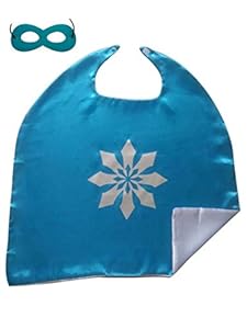Superhero or Princess Kids CAPE & MASK SET Childrens Halloween Costume (Blue Snow Queen (Elsa))