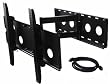 VideoSecu Long Strong Single Arm Articulating Plasma Flat Panel TV Wall Mount for 37-55" with Free 7 ft HDMI cable MP27B 1VN