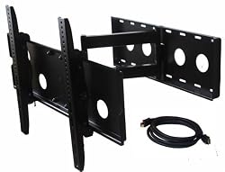 VideoSecu Long Strong Single Arm Articulating Plasma Flat Panel TV Wall Mount for 37-55" with Free 7 ft HDMI cable MP27B 1VN