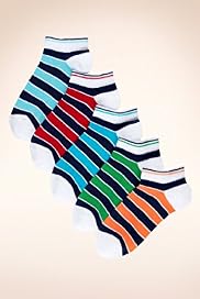 5 Pairs of Freshfeet™ Cotton Rich Striped Trainer Liner Socks
