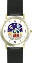 Mecca or Makkah al-Mukarramah - The Kaaba - during the Hajj Moslem or Muslim Theme - WATCHBUDDY® DELUXE TWO-TONE THEME WATCH - Arabic Numbers - Black Leather Strap-Size-Large ( Men's Size or Jumbo Women's Size )