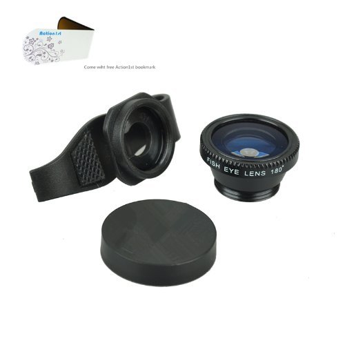 Action1st 3-in-1 Universal Clip on Detachable Wide Angle+Macro+Fish-eye Lenses Kit for iPhone 4 4S 4G 5 5S 5C 6/6 Plus Samsung Galaxy S2 I9100 S3 I9300 S4 I9500 S5 S6 Note1/2/3/4,BlackBerry Nexus LG Motorola and Most Smart Phone (Red)