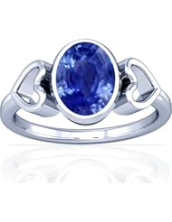14K White Gold Oval Cut Blue Sapphire Womens Astrological Ring