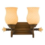 Quoizel Jenise 10-Inch Bath Bar with Two Lights with Antiqued Amber Scavo Swirl Glass, Estate Gold Finish #JE8602EA