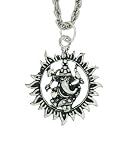 Large White Metal Ganesh Sun Pendant