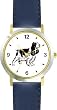 English Springer Spaniel Dog - WATCHBUDDY&reg; DELUXE TWO-TONE THEME WATCH - Arabic Numbers - Blue Leather Strap-Women's Size-Small