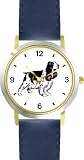 English Springer Spaniel Dog - WATCHBUDDY&reg; DELUXE TWO-TONE THEME WATCH - Arabic Numbers - Blue Leather Strap-Women's Size-Small