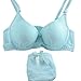 ROPALIA Womens Sexy Satin Print Bow Lace Embroidery Push Up Bra Panties Sets