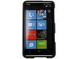 Rubber Coated Plastic Phone Case Black For HTC HD7