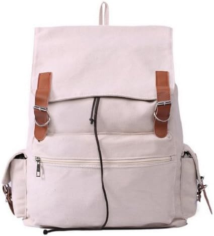 Fashion Casual Canvas School Travel Backpack Solid Large Bag 048 (Ivory)