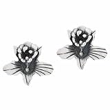 Sterling Silver Open Bloom Iris Flower Earrings