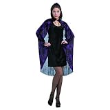 Women's Purple Glitter Web Cape with Hood - Halloween Dress Up Costume Accessory - Size One Size Fits Most