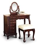 New Espresso Vanity Set Jewelry Armoire Dresser and Bench & Mirror