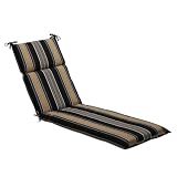 Pillow Perfect Outdoor Black/Tan Stripe Chaise Lounge Cushion