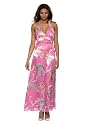 Astrapahl, Festmode aus reiner Seide, langes Abendkleid, Butterfly Design, Farbe deep pink