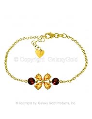 14k Yellow Gold Floral Bracelet with Citrines and Garnets