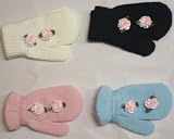 One Size Magic Mitten Trimmed with Two Pink Carnations for Ages 0-2 Years