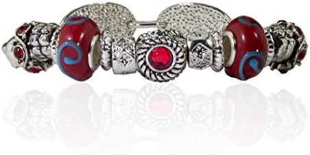 Believe In Inspirational Silver and Red Love &amp; Hope Stretch Bead Charm Bracelet with Gift Box
