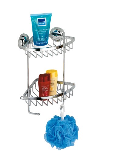 WENKO 18225100 Eckregal Lissabon Magic-Loc - Befestigen ohne Bohren, 2 Ablagek&ouml;rbe, 2 Hake Preisvergleich