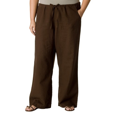 Women's Plus Size Merona Solid Drawstring Pants - Spanish Brown