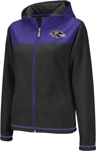 Reebok Baltimore Ravens Ladies Black-Purple Microfleece Full Zip Hoodie Jacket (X-Large)