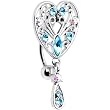 Aqua Gem Top Mount Roaring 20s Heart Belly Ring
