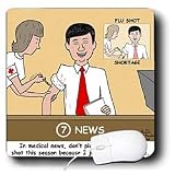 Rich Diesslins Funny General Cartoons - Newscaster and Flu Shot Advisory - Mouse Pads