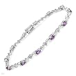 Bracelet With 1.80ctw Precious Stones - Genuine Amethysts and Diamonds White Gold. Total item weight 5.2g Length 7in