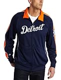 MLB Men's Detroit Tigers Profector Mock Neck Full Zip Raglan Jacket (Athletic Navy/White/Dark Orange, Large)